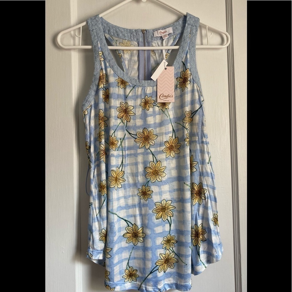 NWT Candie’s Tank Top Embroidery & Flower Details